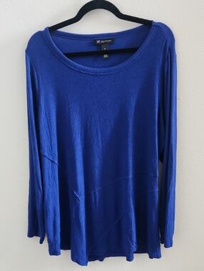 INC International Concepts Royal Blue Long Sleeve Scoop Neck Top